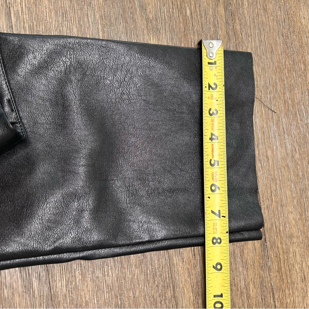 Princess Polly Black Faux Leather Pants High Waisted Straight Leg Raw Hem size 2 - Picture 3 of 12